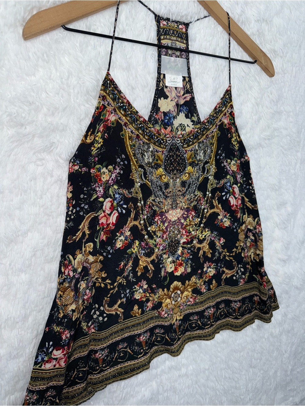 Camilla 2018 Hampton Hive Silk Rhinestone Embellished Camisole Floral Garden Top - Picture 4 of 11